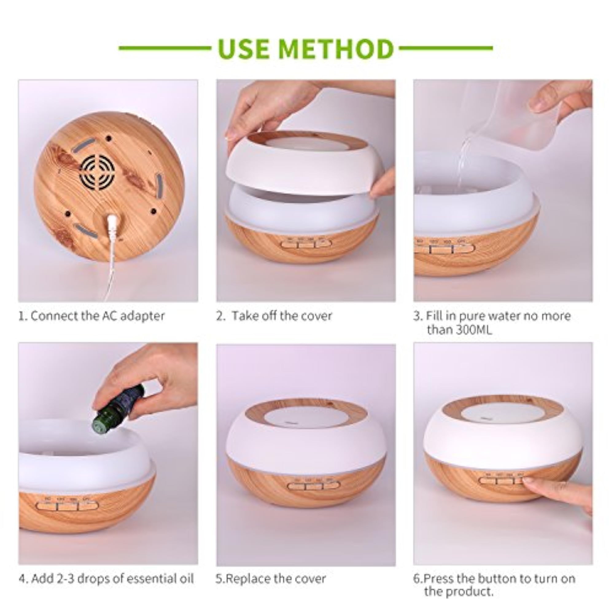 Zhart Essential Diffuser with Auto Shut Off & Wooden Design